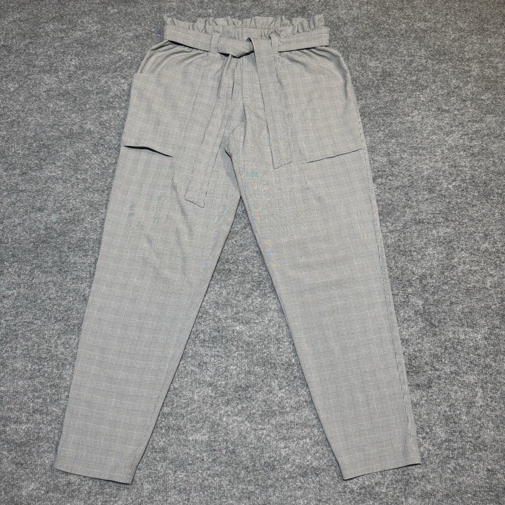 Athleta Pants Womens SZ 4 Gray Plaid Skyline Lightweight Work Casual Houndstooth